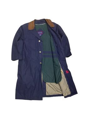 GANT Vintage 90s Long Trench Winter Lined Blue Retro Business Coat Mens XL